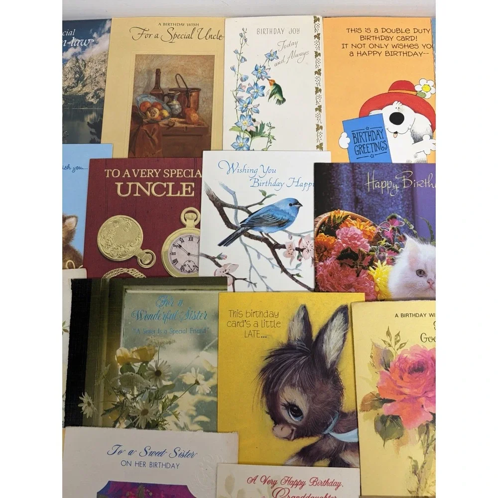 Vintage Birthday Cards Some Fronts ONLY Scrapbooking Crafts Decoupage Lot of 50+